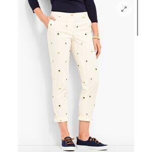 Talbots Women’s Girlfriend Chino nautical print pants 2P